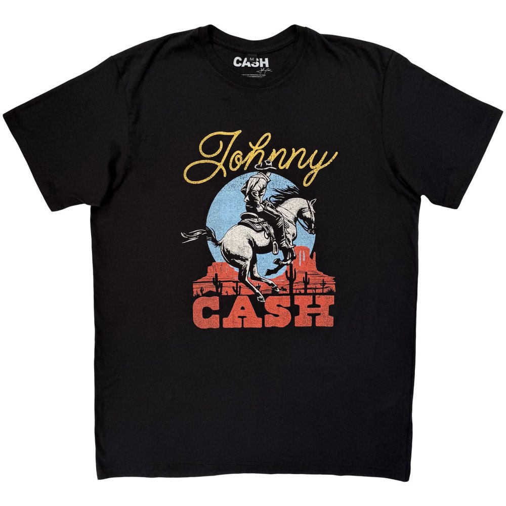 Johnny Cash - Cowboy Mens Tshirt - Black